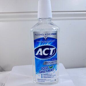 ACT Mouthwash‎ Iced Sweet Mint Anticavity Alcohol Free dye free Fluoride USED